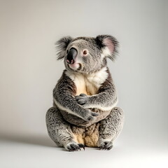 Naklejka premium A koala bear standing, isolate on white background, highlighting its adorable features and fluffy ears. PNG
