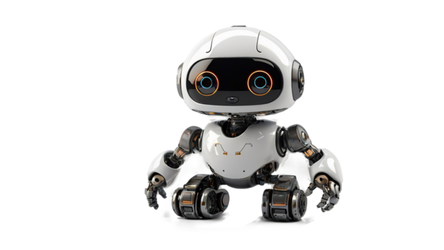 Cute Mini ai robot isolated on transparent background