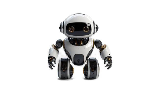 Cute Mini ai robot isolated on transparent background
