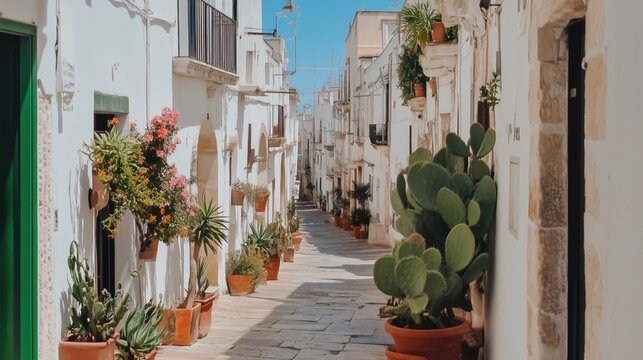 Fototapeta Historic village with old houses and narrow streets - generated AI
