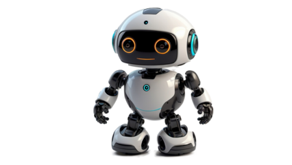 Cute Mini ai robot isolated on transparent background
