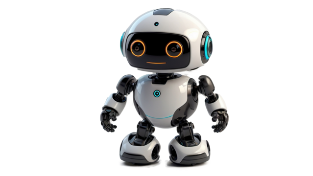 Cute Mini ai robot isolated on transparent background