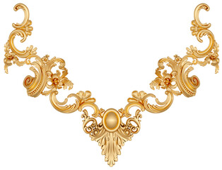 Gold ornament on transparent background, cut out, 3D render
