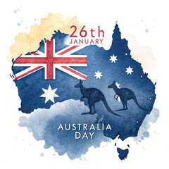 Happy Australia Day kangaroo flag design