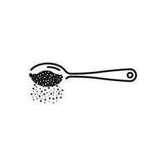 spoon sugar powder icon, add teaspoon ingredients, cooking food baking, thin line web symbol on white background - editable stroke vector illustration