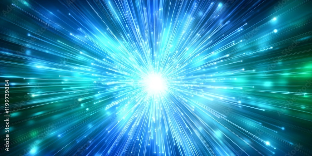 Aufkleber a burst of light emanating from a central point, creating a dynamic, radiant effect with blue and tu