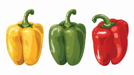 Vibrant Fresh Ripe Bell Peppers on White Background | Cartoon Vector Illustration