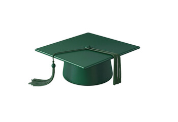  3D vector graphic of a green graduation cap on a transparent background png