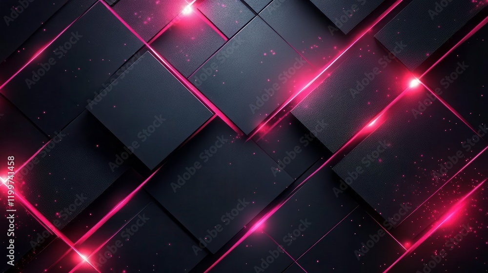 Aufkleber a modern abstract design featuring dark blocks with vibrant pink glowing lines, creating a dynamic a