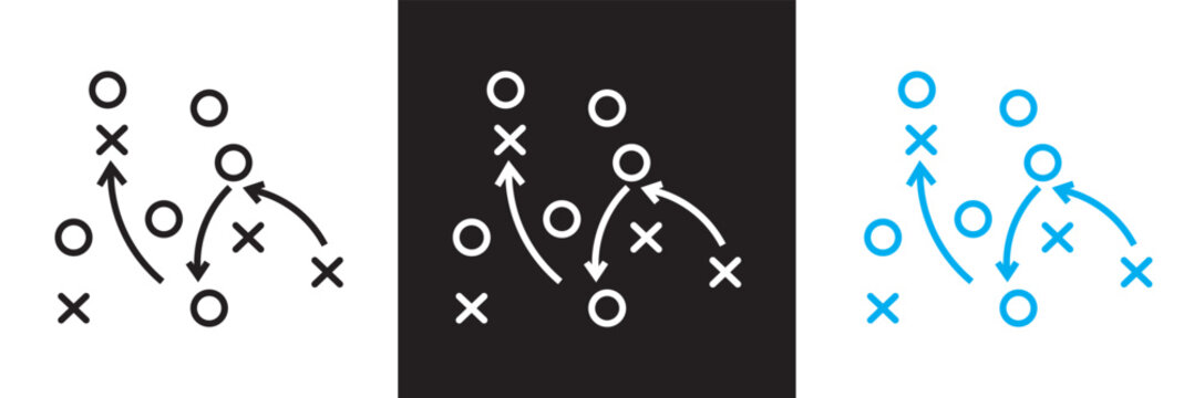 Soccer game strategy and tactic plan line icon. isolated on white and black background. vector illustration. EPS 10