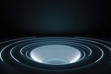 Obraz premium minimalist design featuring glowing concentric circles fading into darkness symbolizing intuitive layers of thought