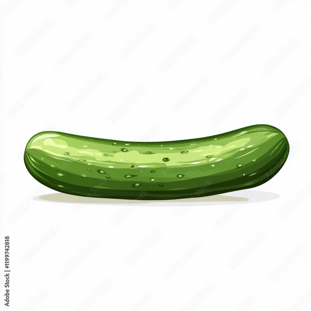 Poster a single green cucumber isolated on white background