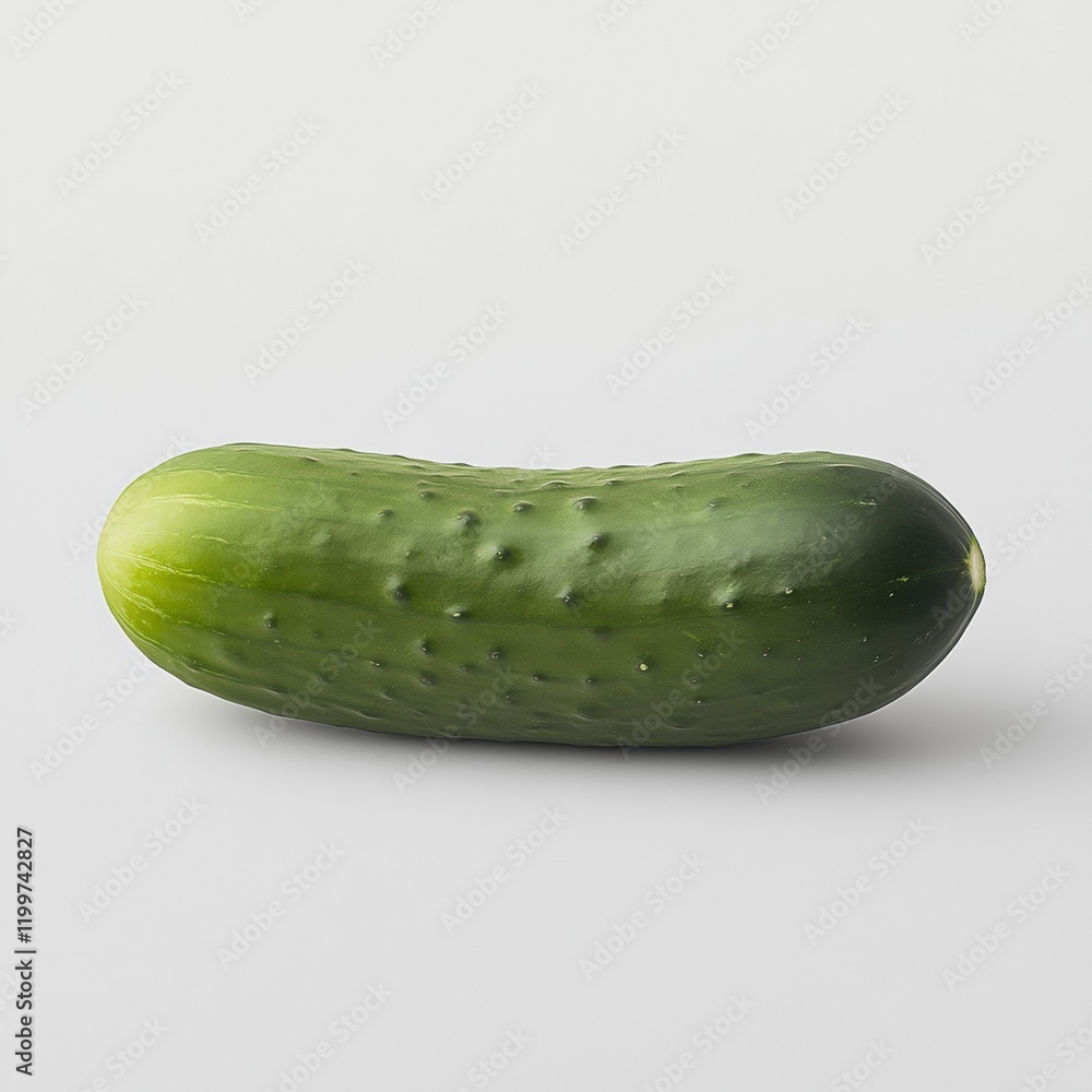 Poster single green cucumber isolated on white background