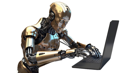 Cute Mini ai robot isolated on transparent background