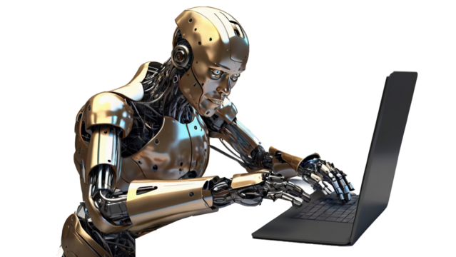 Cute Mini ai robot isolated on transparent background