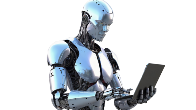 Cute Mini ai robot isolated on transparent background