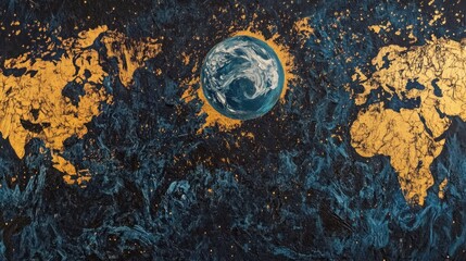 Abstract world map with glowing Earth.