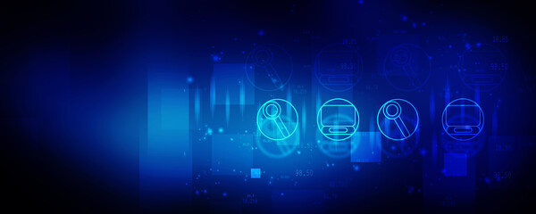 2d illustration Abstract futuristic electronic circuit technology background