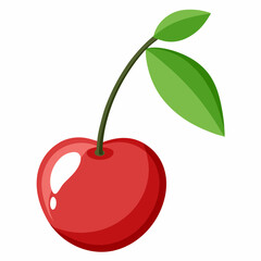 red cherry with leaf
