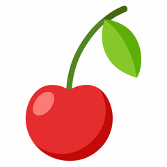 red apple with leaves cherry