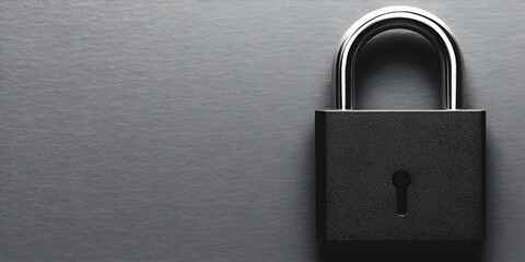 A closed padlock positioned on a dark, textured surface, symbolizing security and protection. Concept Security Symbolism, Dark Textured Background, Closed Padlock Design, Visual Protection Concept