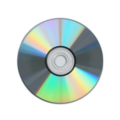 A reflective compact disc showcasing its shiny surface and circular shape.