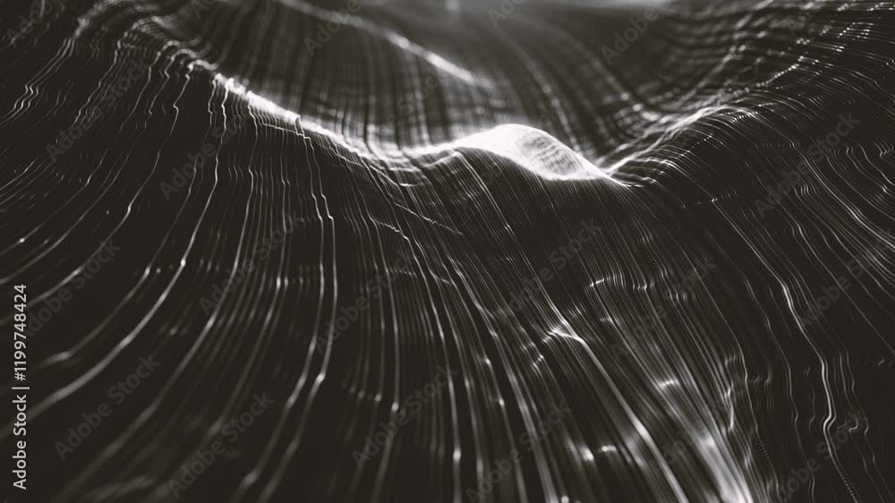 Poster dark flowing lines background/ waving with depth of field blur