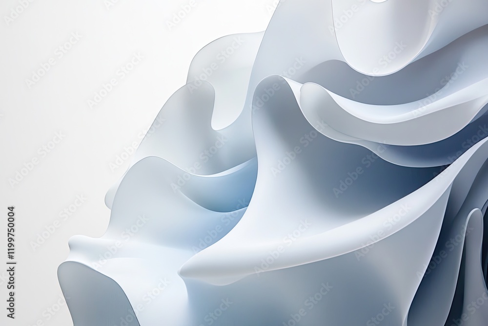 Poster artistic interface design with soft pastel gradients flowing lines and clean white backdrop providin