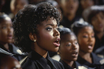 A choir performing songs at church, generative Ai