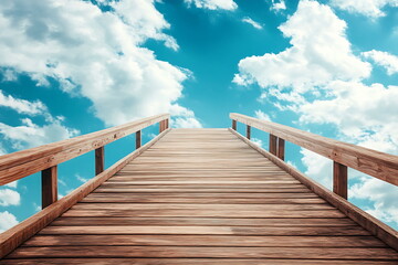 Obraz premium Wooden bridge leading to the sky