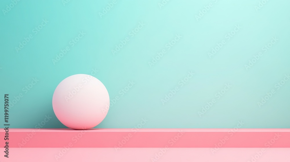 Poster minimalistic image featuring a white sphere against a pastel-colored background, creating a calming 