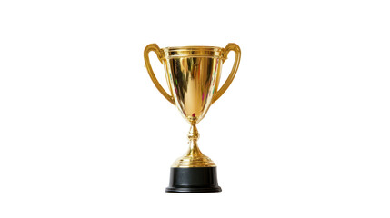 Gold trophy standing on a black base, symbolizing achievement and victory, perfect for awards and competition-related themes.