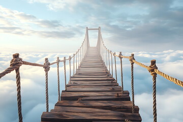 Obraz premium Wooden bridge leading to the sky