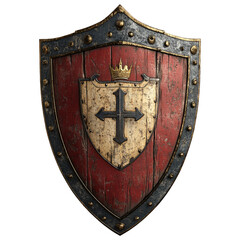 Heraldic Shield with Knights Crest on Transparent Background
