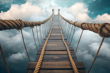 Obraz premium Wooden bridge leading to the sky