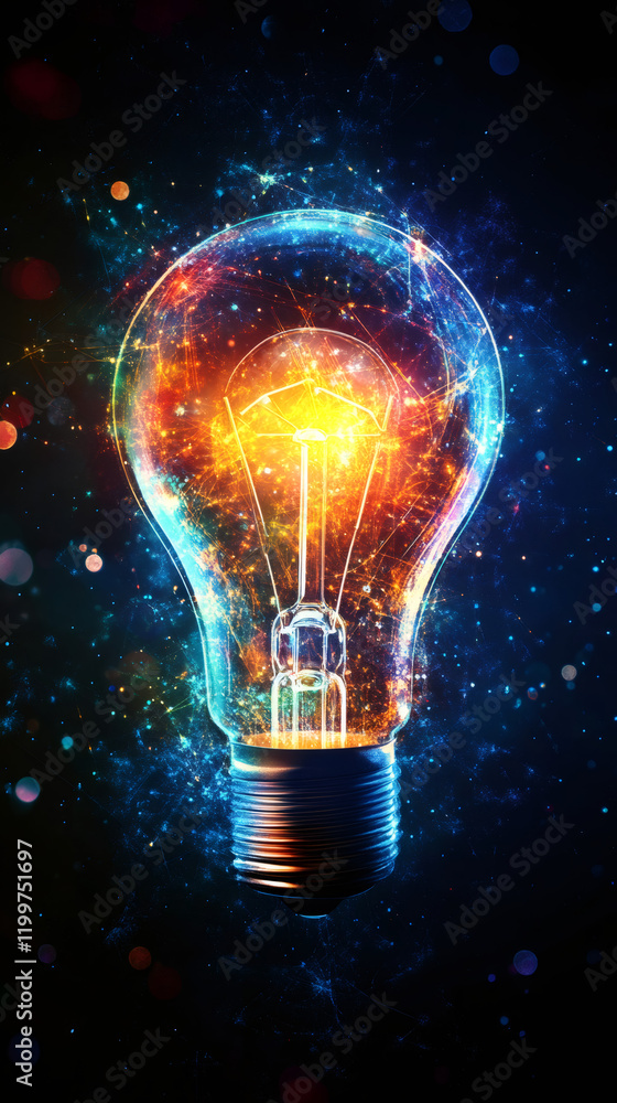 Leinwandbilder glowing light bulb with network connection symbolizing global communication and innovative ideas in 