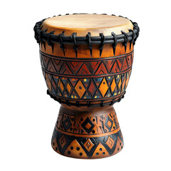 Handmade African Drum with Unique Patterns Isolated on transparent background