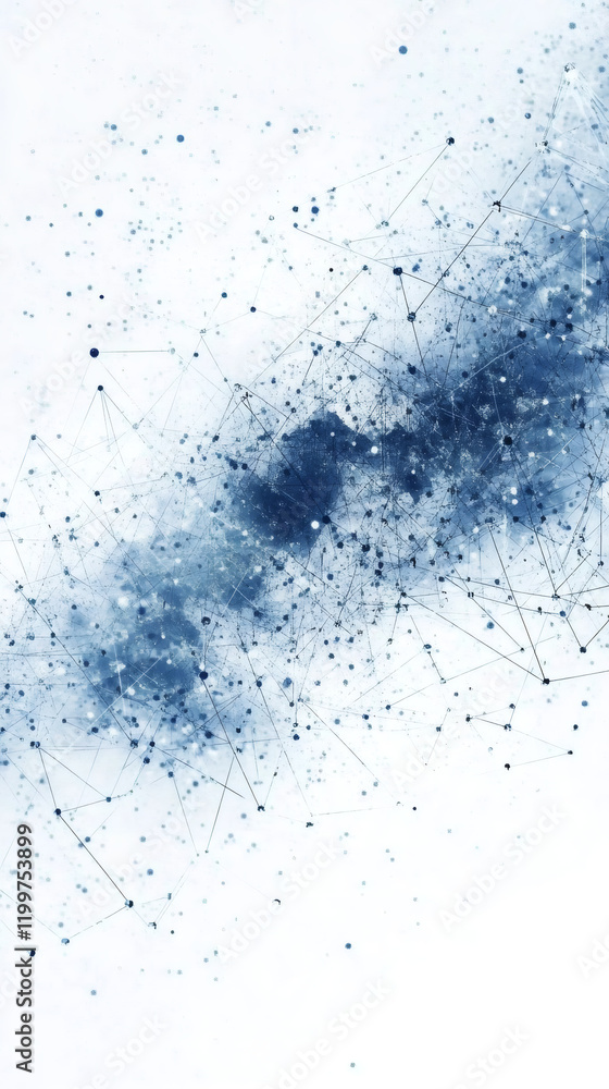 Aufkleber Digital network spreading and connecting nodes in a complex structure, data cloud computing and connections concept