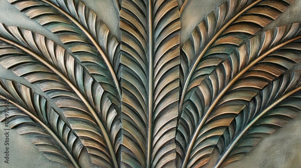 Poster captivating details of palm fronds reveal their lush textures and colors, evoking a sense of tropica