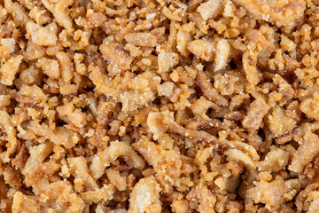 Fried dried onion, close-up. a popular snack food, garnish.
