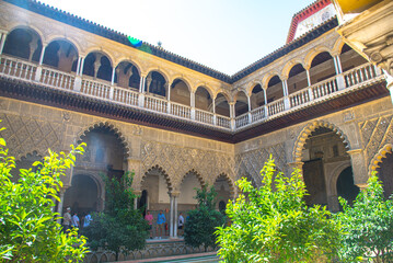 Obraz premium Groto in the gardens of Royal palace of Alcazar Seville Andelusia Spain