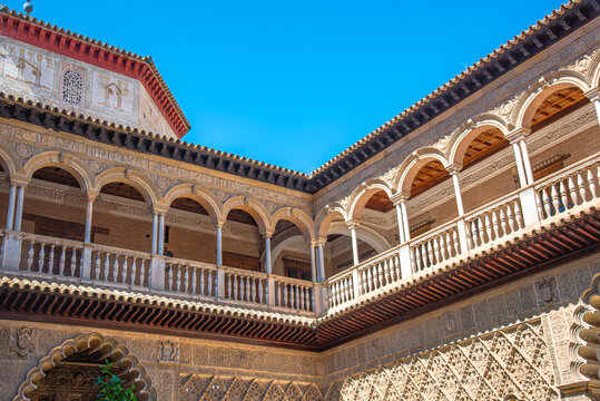 Groto in the gardens of Royal palace of Alcazar Seville Andelusia Spain