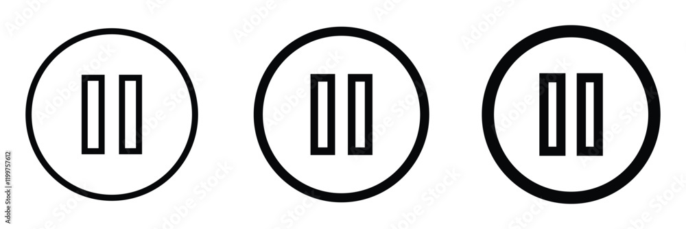 Aufkleber pause button icon design. flat design pause icon. pause icon set for multimedia applications.