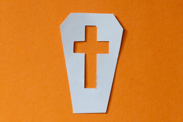 Halloween background with coffin paper cut out