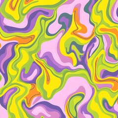 Swirling Abstract Flow With Vibrant Colors Seamless Background 70s Style