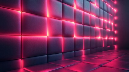 Modern Dark square leather with neon pink luminous lines and highlights background