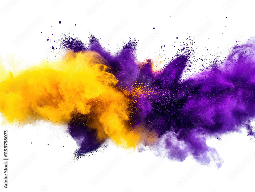 Poster colorful explosion of powder particles against a black background creating an abstract artistic effe
