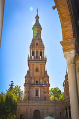 Naklejka premium Plaza de Espana Seville Spa View inside the South tower of the main building. Spain Sevilla,