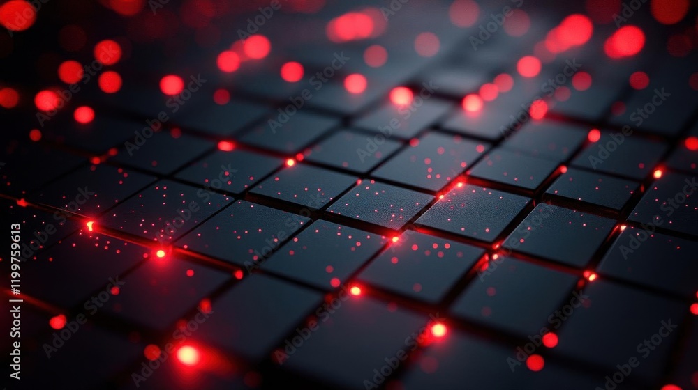 Poster modern dark square metallic with red luminous lines and highlights background