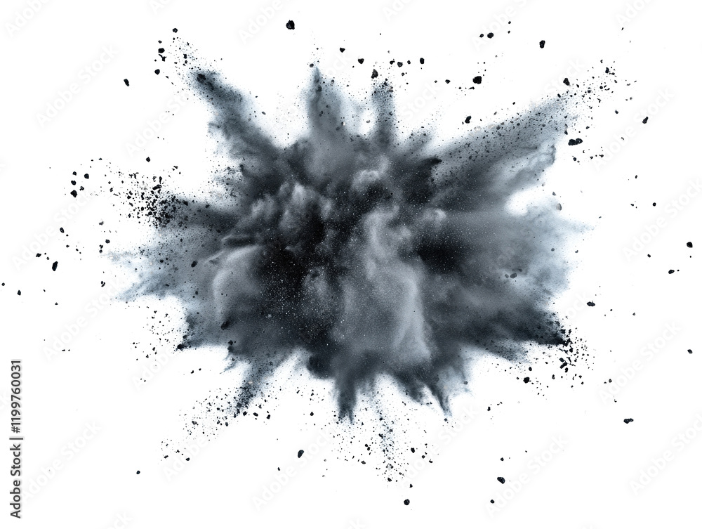 Aufkleber white powder explosion on black background creating a dramatic visual contrast in a studio setting i